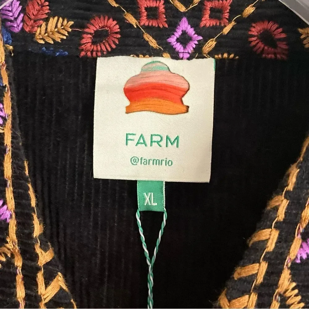 NEW RARE FARM Rio Embroidered Long Sleeve Jumpsuit Corduroy Floral Black $495 XL - Picture 15 of 16